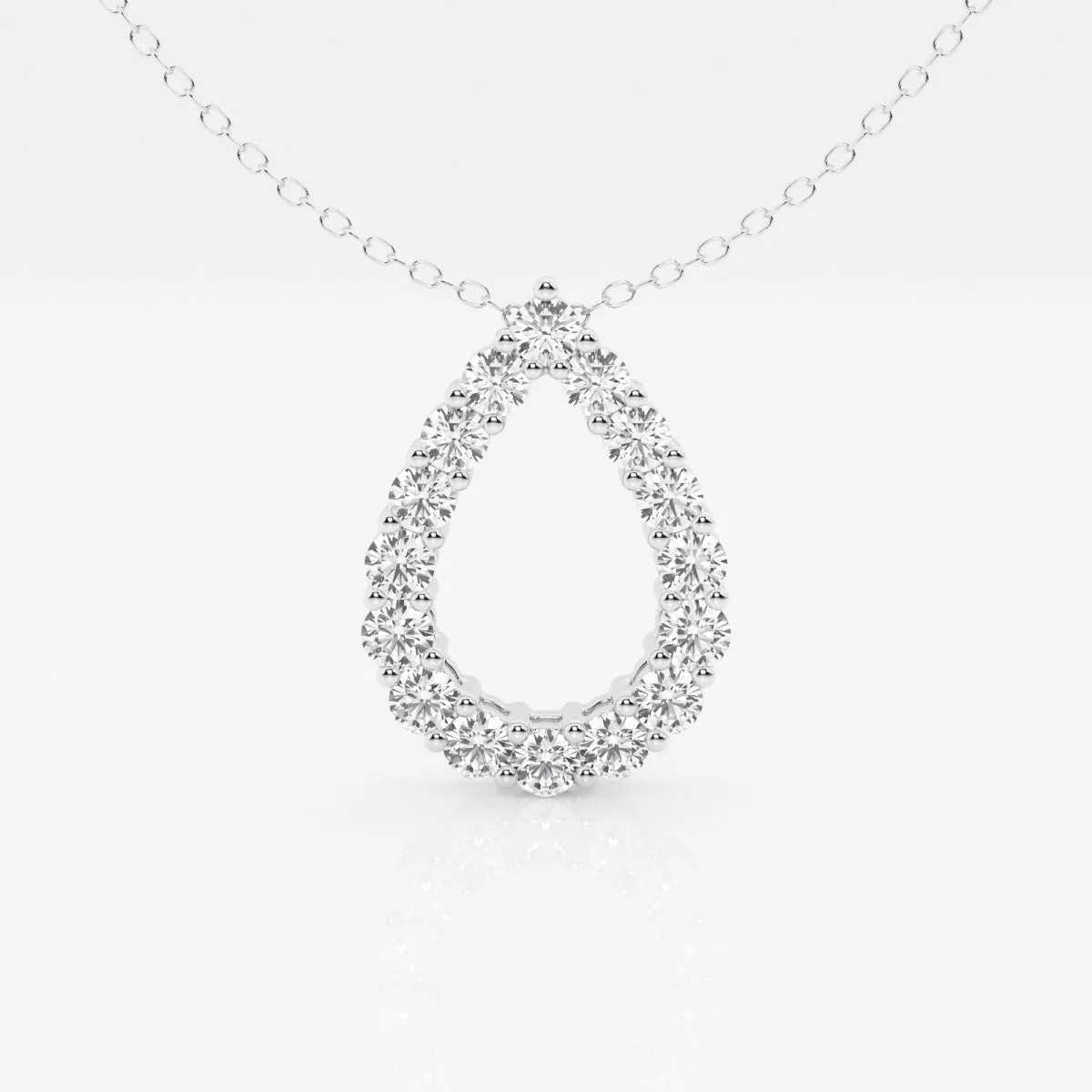 1.0 TCW Round Moissanite Diamond Pear Shape Pendant Necklace