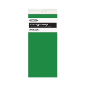 10pk Green Tissue Gift Wrap Sheets 51x66cm