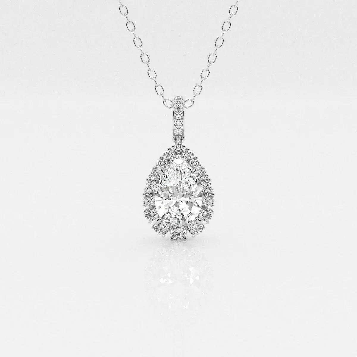2.0 CT Pear Moissanite Diamond Halo Necklace