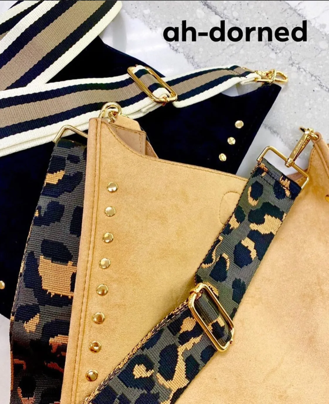 Ah-dorned Bag Strap -  Green Leopard