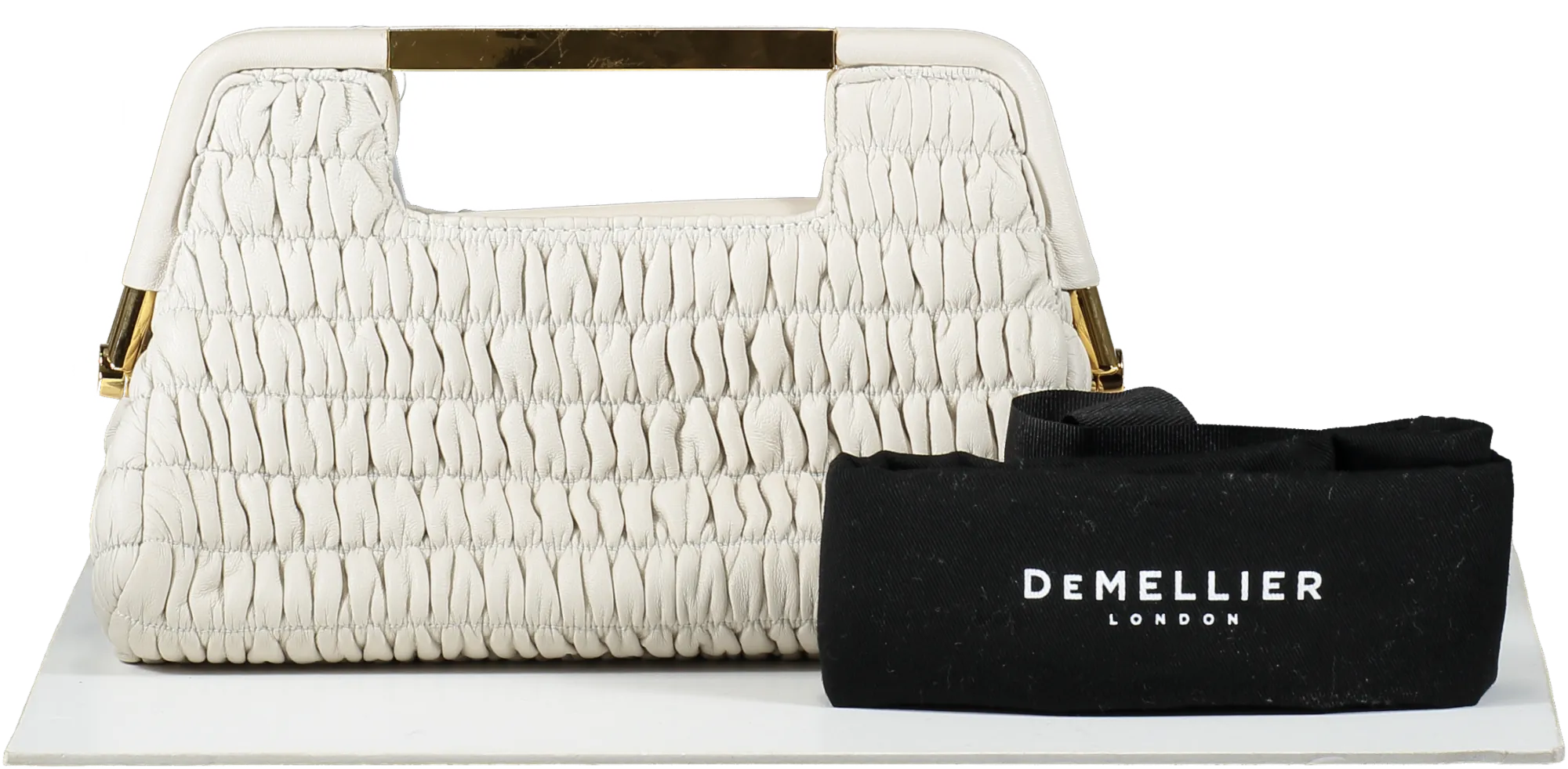 DeMellier Beige The Mini Seville Quilted Clutch Handbag