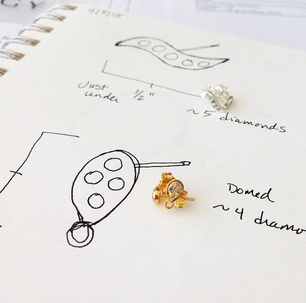 Diamond Wave Stud Earrings