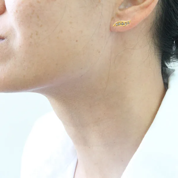 Diamond Wave Stud Earrings