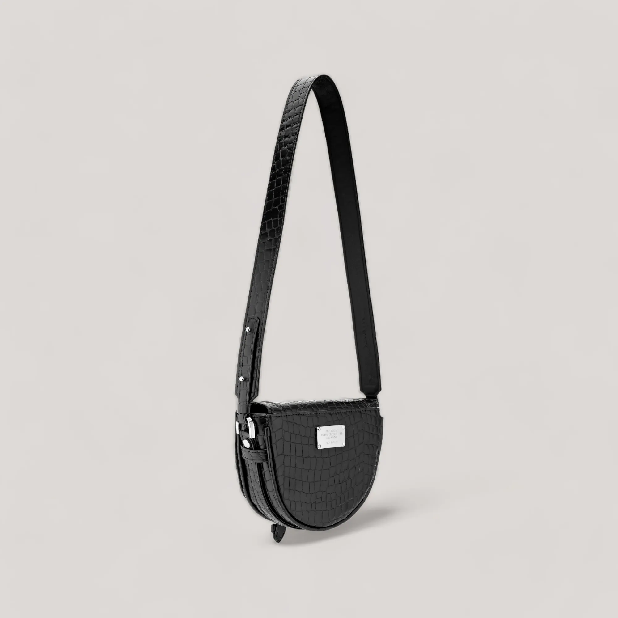 Joy Midi Flow - Saddle Shoulder Bag - Black Ink Croco