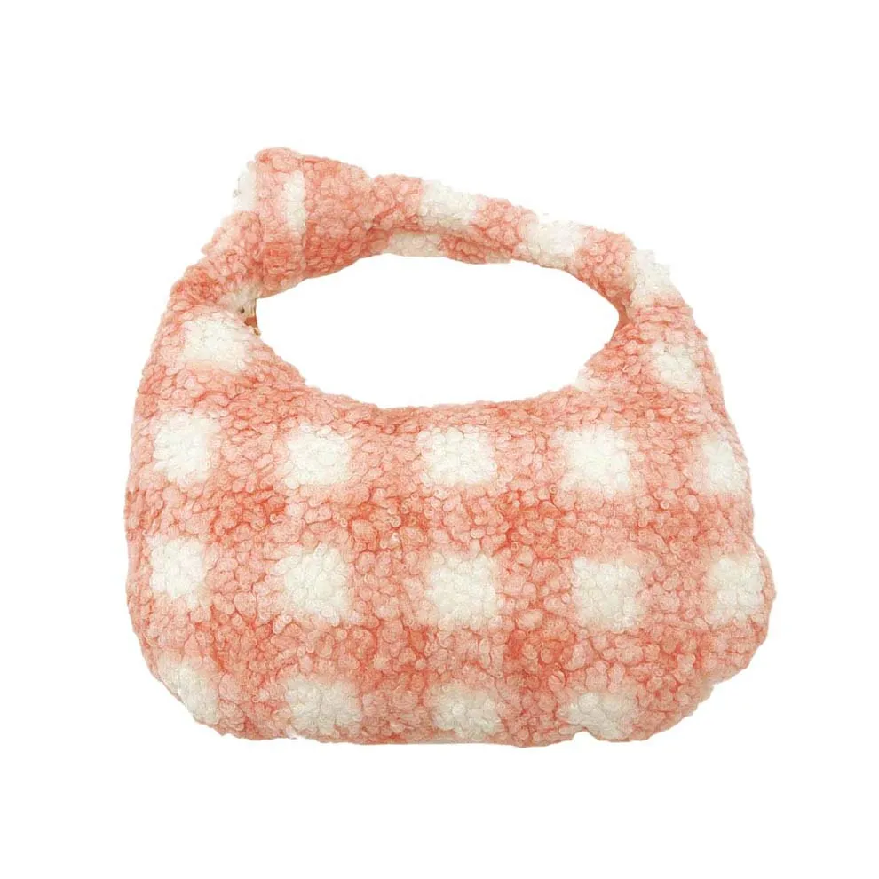 Plaid Check Patterned Sherpa Tote Bag