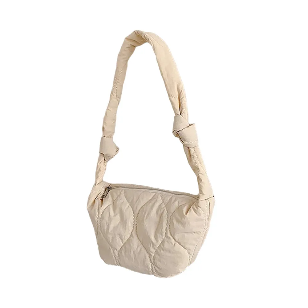 Quilted Puffer Half Moon Tote Shoulder Bag