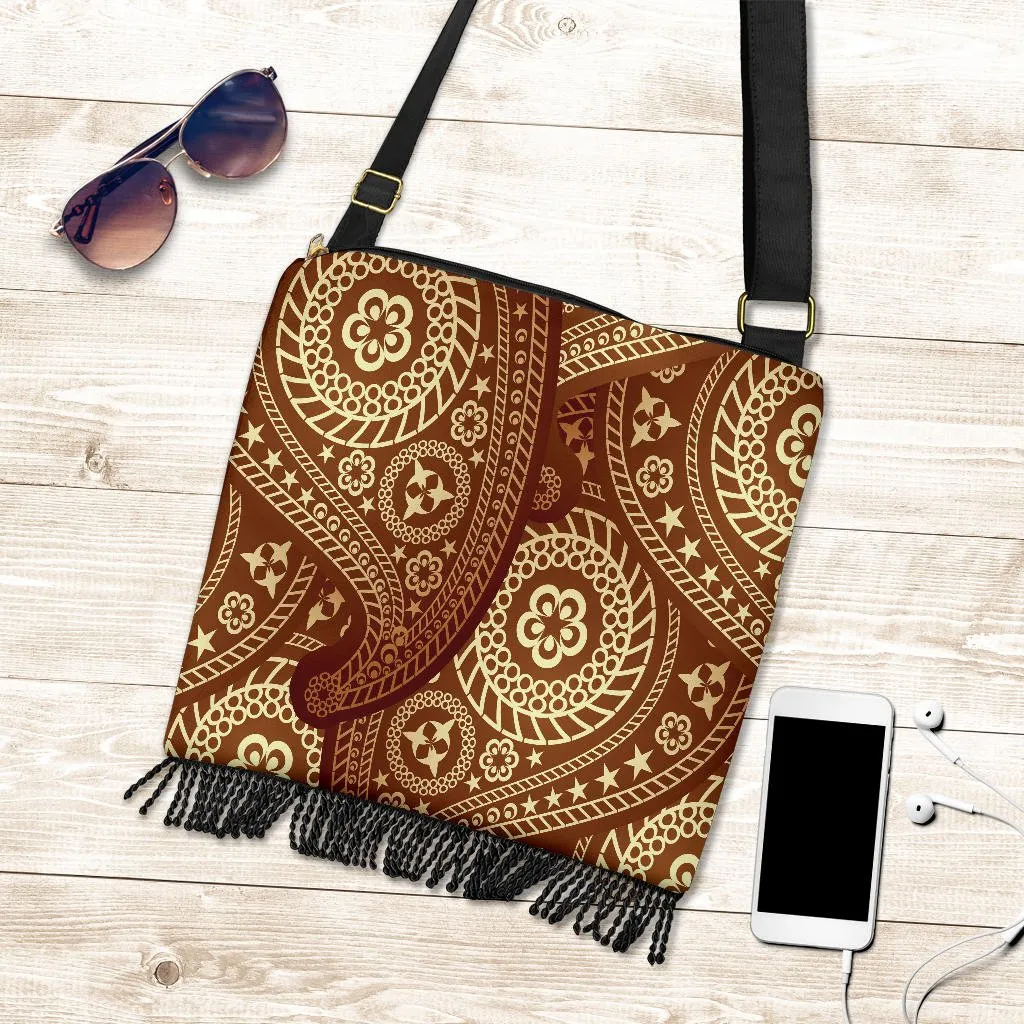 Sweet Brown Paisley Crossbody Boho Handbag