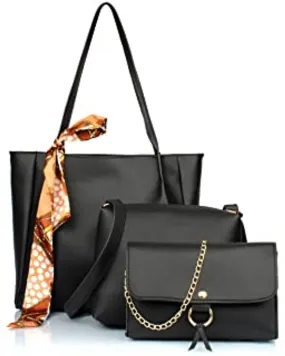 TMN Black Combo of Handbag WITH SLING and  Golden Chain.