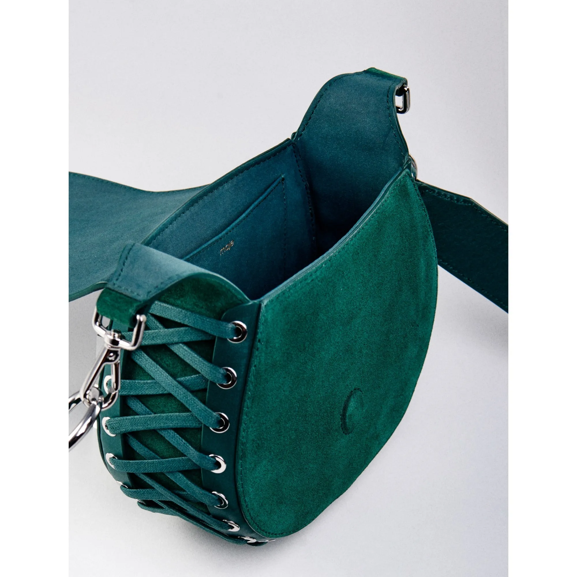 Women Laceup Leather And Suede Gyps Pm Handbag - Green